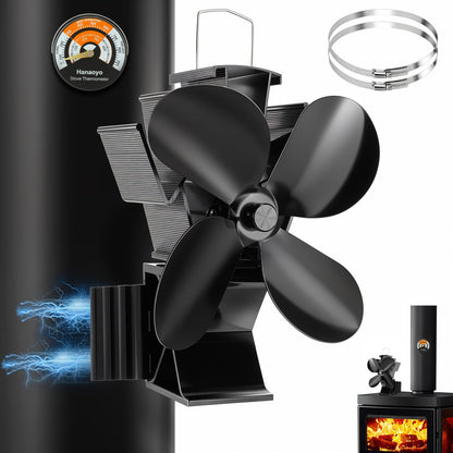 Hanaoyo 3-in-1 Kaminventilator magnetisch mit Thermometer, ohne Strom
