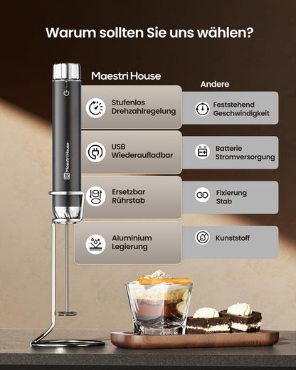 Maestri House MHMF03 Elektrischer Milchaufschäumer aus Edelstahl