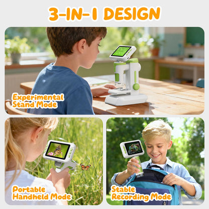 HEWEIMEI Kindermikroskop 1600x P2 mit 4,0-Zoll-Bildschirm, grün