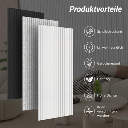 TONOR Akustikpaneele selbstklebend, 8er-Set 120 x 60 cm, Weiss
