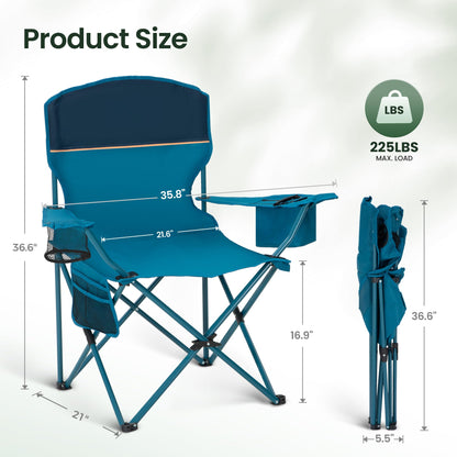 HIGH POINT SPORTS Campingstuhl faltbar 2er Set mit Getränkehalter blau