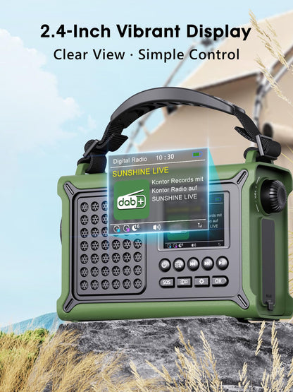 ROCAM CR1030DAB DAB+ Kurbelradio mit Bluetooth, Solar & 12000 mAh Akku