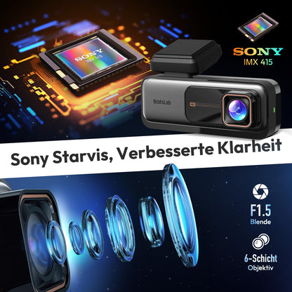 BOTSLAB Dashcam 4K GPS WiFi Dual Autokamera – Vorne/Hinten 64GB
