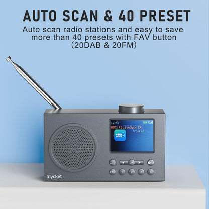 Mycket Tragbares DAB+/UKW Radio mit Bluetooth 5.0 und Farbdisplay