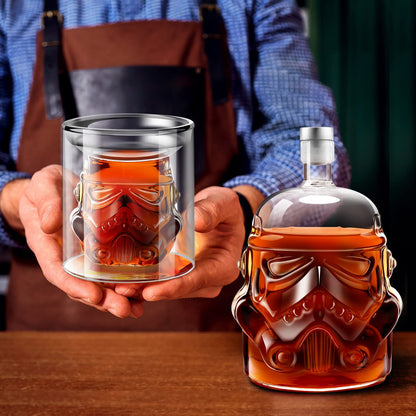 BEYOND MS Whisky Dekanter Set mit 2 Gläsern, 750 ml Karaffe aus Glas
