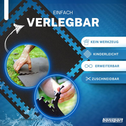 bonsport Pool Unterlegmatte 36 Stück inkl. Kescher, EVA schwarz
