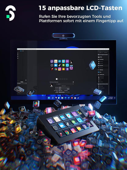 SOOMFON Stream Controller Deck – 15 anpassbare Makrotasten
