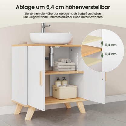 EUGAD Waschbeckenunterschrank mit 2 Türen, 60 x 30 x 60 cm, weiss