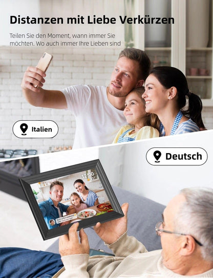 Luakug Digitaler Bilderrahmen WLAN 10,1 Zoll 32 GB IPS Touchscreen