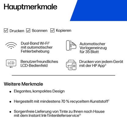 HP DeskJet 4320 Multifunktionsdrucker mit WLAN und Vorlageneinzug
