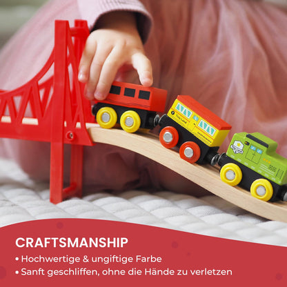 Tiny Land 110-teiliges Holzeisenbahn-Set – Kinderspielzeug