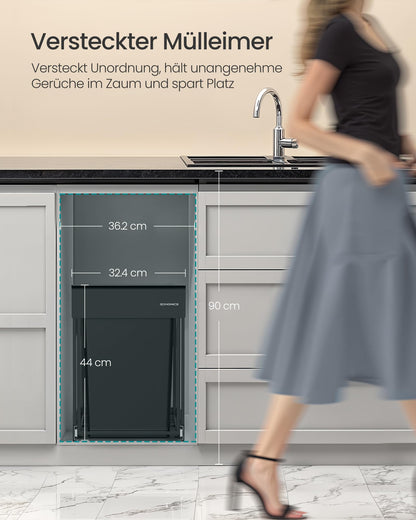 SONGMICS Mülltrennsystem für Unterschrank, 2 x 20 L, ausziehbar