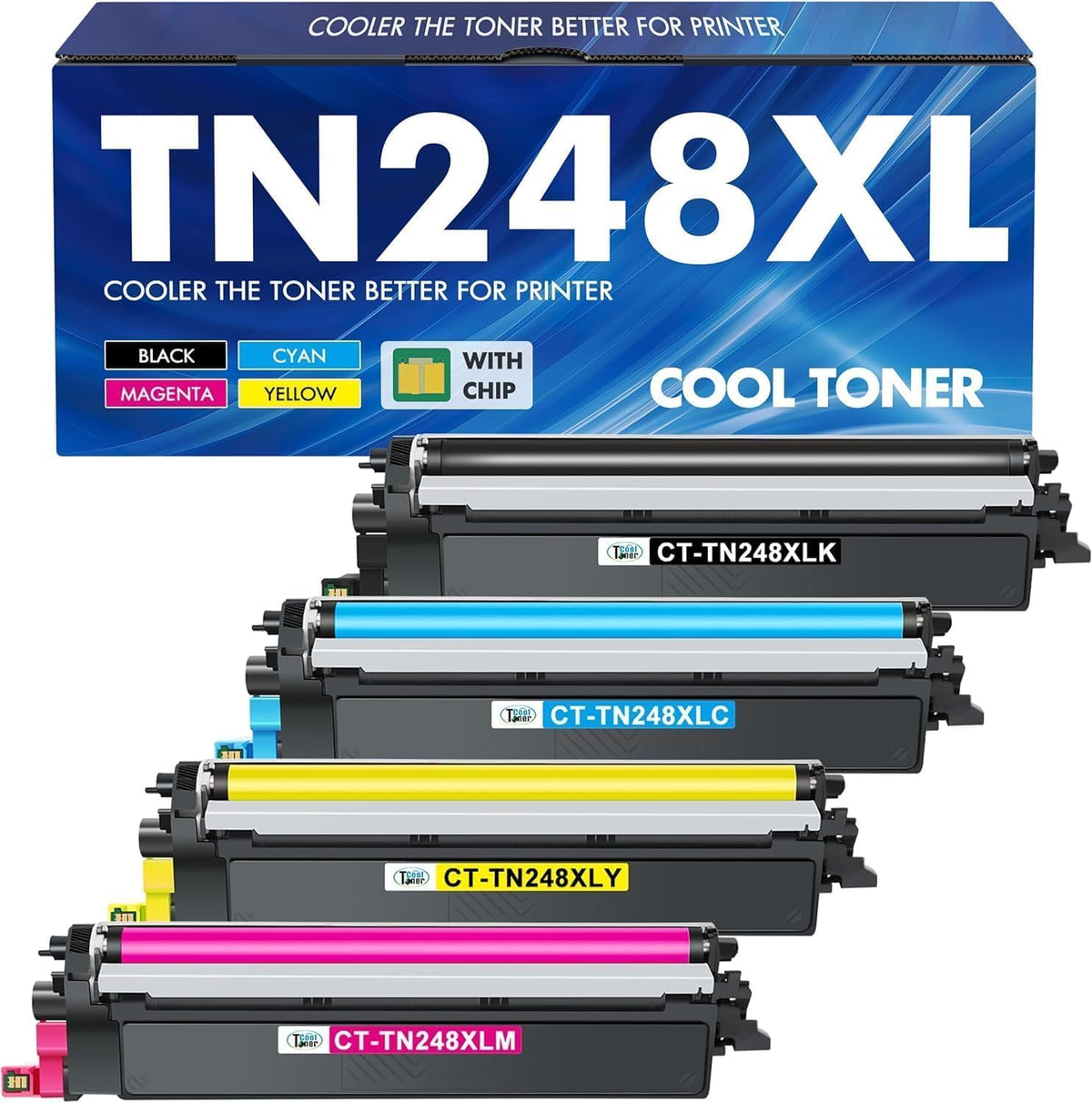 Kompatibler Toner TN-248XL für Brother MFC-L3760CDW CMYK: Farbige Tonerkassette. Zum Drucken mit Brother MFC-L3760CDW.