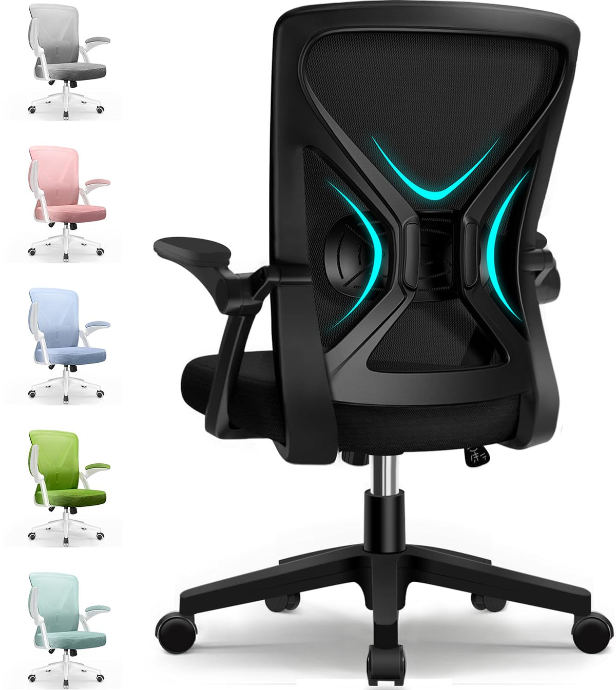 Airchros Ergonomischer Bürostuhl Netzstuhl - Schwarz. Schwarzer Bürostuhl mit atmungsaktivem Netzrücken für langes, komfortables Sitzen am Schreibtisch.