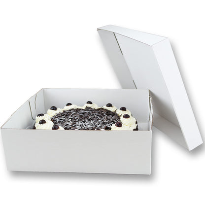 Europack24 Tortenkartons 32x32x12 cm, 50 Stück, 2-teilig aus Pappe