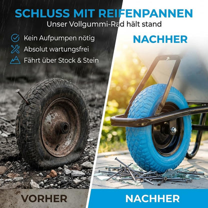 Xonic Tirex Schubkarre 100 l – verzinkte Wanne, PU-Vollgummirad