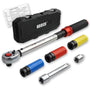 Hairich Drehmomentschlüssel 1/2 Zoll 40–210 Nm, 6-tlg. Set mit Stecknüssen und Verlängerung im Systemkoffer