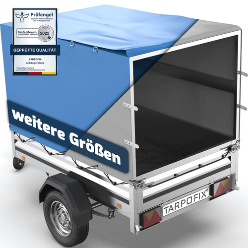 Tarpofix Anhänger Hochplane PVC 208x114x90 cm – Grau. Rechteckige, graue PVC-Hochplane schützt Ladung auf Anhängern vor Witterung.