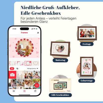 Frameo Digitaler WLAN Bilderrahmen 10.1 Zoll Walnussholz 32GB