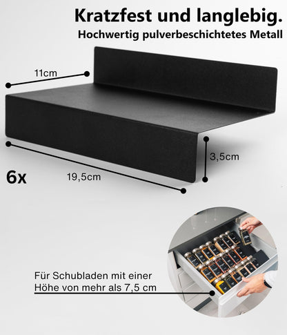 Deco haus Gewürzregal Schublade aus Metall mit 24 Gewürzgläsern