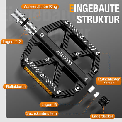 GUOOTU Fahrradpedale CNC Aluminium MTB Flachpedale schwarz