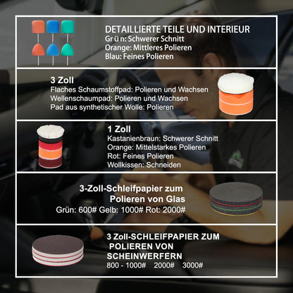 BATOCA S4 Akku Mini Poliermaschine Set, Rotation & Exzenter, 12V