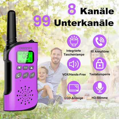 AWANFI Walkie Talkie Kinder 4er Set mit VOX und Taschenlampe