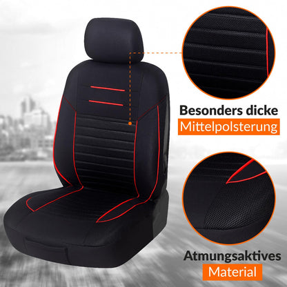 Upgrade4cars Autositzbezüge Vordersitze Schwarz Rot Universal Set