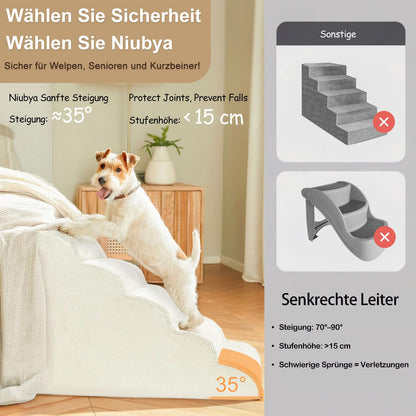 Niubya Hundetreppe für kleine Hunde, 5 Stufen, Beige, H 62 cm