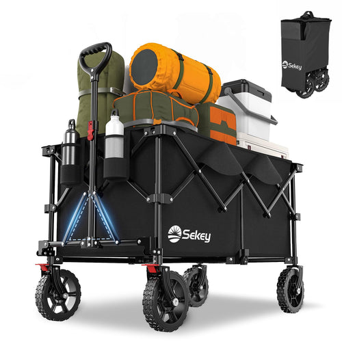 Sekey XXL Plus Bollerwagen Faltbar – 200L/200KG Tiefschwarz. Tiefschwarzer, faltbarer Bollerwagen (200L) zum Warentransport.