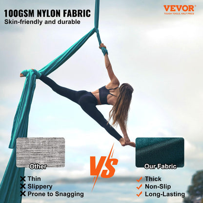 VEVOR Aerial Yoga Hängematte Nylon Grün 8 x 2,8 m bis 1000 kg