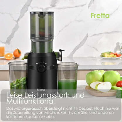 Fretta F5000 Slow Juicer Entsafter mit 108 mm Einfüllöffnung, 200 W