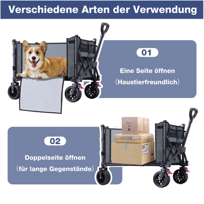 COMLAX FIELD Bollerwagen faltbar mit All-Terrain-Rädern, 120 l, grau