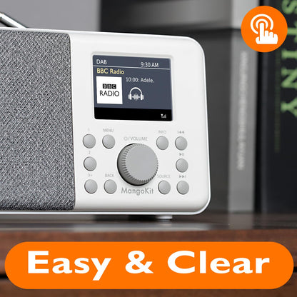MangoKit MD3 DAB+/UKW Digitalradio, tragbar, Bluetooth, Steingrau
