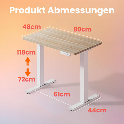 HUANUO Elektrischer Schreibtisch, höhenverstellbar, 80 x 48 cm