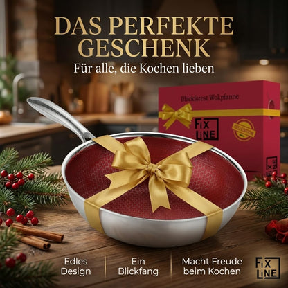 FIXLINE Black Forest Wokpfanne 28 cm kratzfest induktionsgeeignet