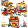 HOGOKIDS City Burger-Truck 2-in-1 Klemmbausteine, 826 Teile – Burger-Van mit Anhänger und Eiswagen