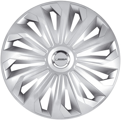 Michelin Radkappen MX-MS 15 Zoll Silber mit Chromring, 4er Set aus ABS-Kunststoff für Stahlfelgen
