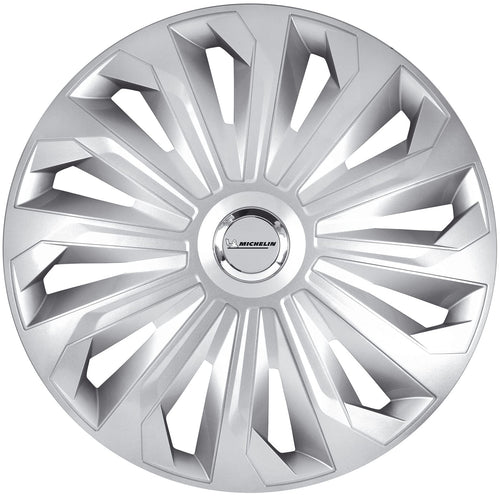 Michelin Radkappen MX-MS 15 Zoll Silber mit Chromring, 4er Set aus ABS-Kunststoff für Stahlfelgen