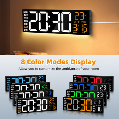 Maxstar Digitale Wanduhr 16 Zoll mit RGB LED Display und Fernbedienung