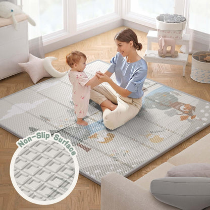 Fodoss Baby Laufgitter 120x120cm mit Matratze – Beige