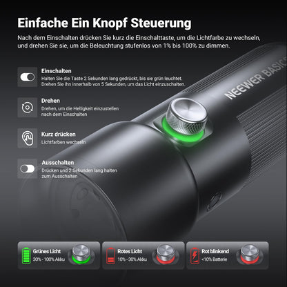 NEEWER FL10 RGB LED Spotlight – 10W Foto-Taschenlampe, 20 GOBO-Filter