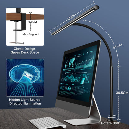 EYOCEAN LED Monitor Klemmleuchte 80cm – Dimmbar Gestensteuerung