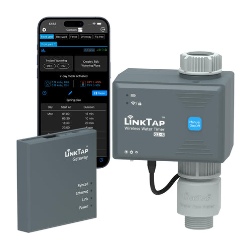 LinkTap G2S Bewässerungscomputer mit Gateway und Wassermengenzähler für automatische Gartenbewässerung