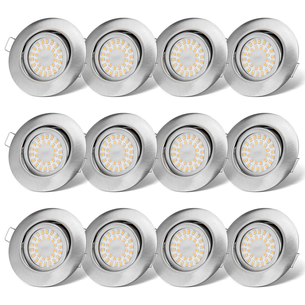ProLine LED Einbauspot Flach Dimmbar 6W IP44 Warmweiss 12er Set. Flacher, runder LED-Spot für dimmbare Allgemeinbeleuchtung.