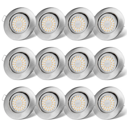 ProLine LED Einbauspot Flach Dimmbar 6W IP44 Warmweiss 12er Set. Flacher, runder LED-Spot für dimmbare Allgemeinbeleuchtung.