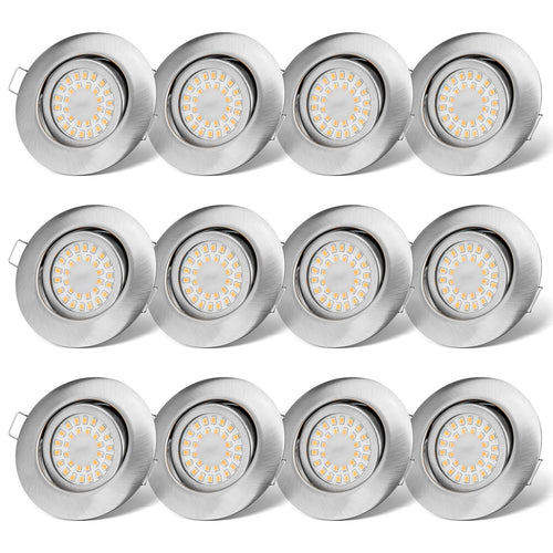 ProLine LED Einbauspot Flach Dimmbar 6W IP44 Warmweiss 12er Set. Flacher, runder LED-Spot für dimmbare Allgemeinbeleuchtung.