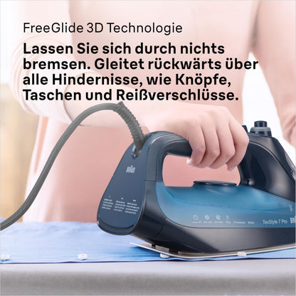 Braun TexStyle 7 Pro Dampfbügeleisen SI 7160 BL, 3000 W, Blau
