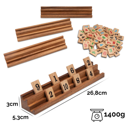 LOGOPLAY Rummy Legespiel aus Holz mit 108 Spielsteinen im Stoffbeutel