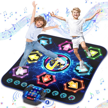 maysida Tanzmatte 2025 – Interaktive Musikmatte mit LED & Bluetooth. Rechteckige Matte mit Leuchtfeldern für Tanzspiele.